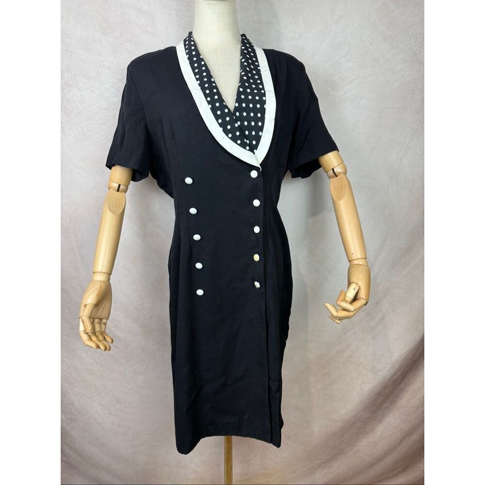 Vintage 1980s Dress Double Breasted Studio 1 Size Medium READ